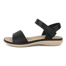 J SHOE 女性萊克超輕量Q彈沖孔平底涼鞋 2cm, 230, 黑色