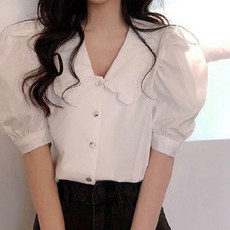 PEONIST 法式荷葉邊短袖雪紡衫