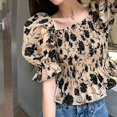 PEONIST 女款短袖雪紡荷葉邊上衣