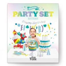 MY LITTLE TIGER 老虎兒童生日派對套組, 閃亮薄荷, 1套