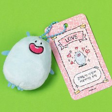 치즈덕 미니 인형 가방 키링 + 부적 세트, 퀴퀴 + LOVE, 1세트