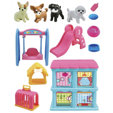 快樂狗狗寵物咖啡廳公仔玩具, 混色