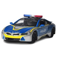 MOTOR MAX 1:43 2018 BMW I8 Coupe 警察巡邏車 Free Wheel 79483, 混合色, 1個