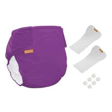 SIKAER 喜可褲 DB500型環保布尿褲 附吸尿墊 2個 + 魔術圓扣 6個 3~16kg, 亮紫色, 1組