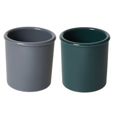 FLaiTO 矽膠粉彩浴室漱口杯 2件組 210ml, 炭灰色、獵人綠, 1組