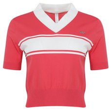 FERRA US 女款V領撞色針織夏季高爾夫衫 ATM44R5102