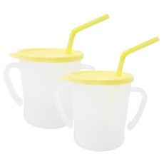 AGAFURA Magic系列雙耳防漏吸管杯, 黃色, 300ml, 2個