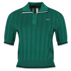 FERRA US 女款麻花鏤空針織翻領高爾夫球衫 ATM44R5098