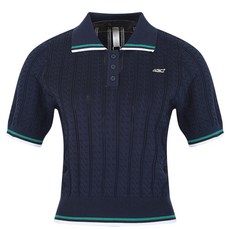 FERRA US 女款麻花鏤空針織翻領高爾夫球衫 ATM44R5098