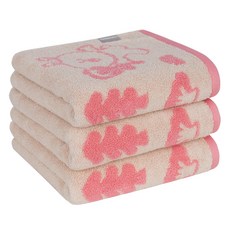 LINE FRIENDS 森林系列 紗染洗臉毛巾 160g 棉紗, 3個, 粉紅色