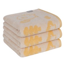 LINE FRIENDS 森林系列 紗染洗臉毛巾 160g 棉紗, 3個, 黃色