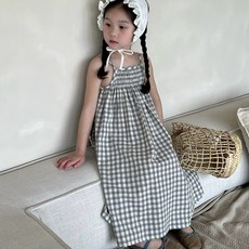 Arbe 女童 Satie 格紋無袖連身裙