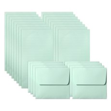 미니 레인보우 파스텔 편지지 16p + 봉투 8p 세트, 민트, 1세트