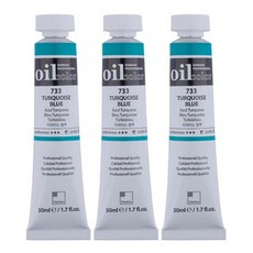 신한화구 전문가 유화물감 3개입, 50ml, 733번 터콰이스 블루