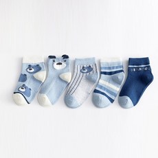Hararoi幼兒用船藍色熊襪子 5雙組