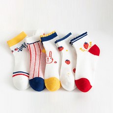 Hararoy 嬰幼兒船型草莓兔子襪子5雙組