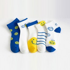 Hararoi 嬰幼兒微笑表情符號襪子5雙組