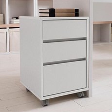 리바트 뉴프렌즈 서재가구 이동 서랍장 방문설치, 화이트, 3단