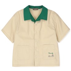 Perimitz 男童透氣綠領短袖襯衫 P2421B321051