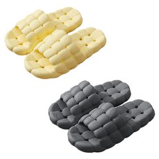 THE JAKA 蓬鬆柔軟加厚防滑排水浴室拖鞋 2件組, 灰色, 黃色, 1個