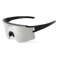 Oaklans 運動太陽眼鏡 QX90, 黑色鏡框 + 銀色鏡面偏光