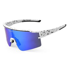 Oaklans 運動太陽眼鏡 QX90, 白色鏡框 + 藍色鏡面偏光