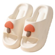 居家製作所 防噪音胖胖蘑菇拖鞋, 1個, 白色