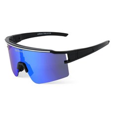 Oaklans 運動太陽眼鏡 QX90, 黑色鏡框 + 藍色鏡面偏光