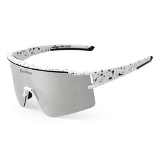 Oaklans 運動太陽眼鏡 QX90, 白色鏡框 + 銀色鏡面偏光