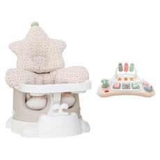 jellymom Muna增高椅 椅子+推車+托盤+Stella 2種+玩具組, 灰白色(椅子、推車、托盤）、粉紅色(蠟筆小新抱枕、內襯）、米色(玩具）, 1組
