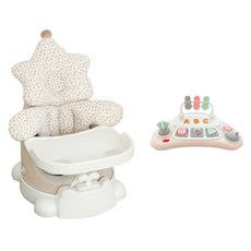 jellymom Muna幫寶椅 椅子+推車+餐盤+Stella 2件組+玩具 套組, 奶油灰(椅子, 推車, 餐盤), 米色(防扁頭枕, 內墊, 玩具), 1套