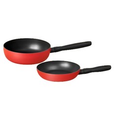 MEYER 美亞 IH電磁爐適用Bauhaus系列陶瓷塗層鍋具2件組, 平底鍋 20cm+多功能鍋 22cm, 羅馬紅