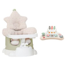 jellymom Muna 增高椅 餐椅+推車+餐盤+Stella 2件組+玩具套組, 橄欖色(餐椅, 推車, 餐盤), 粉紅色(護頭枕, 內襯), 米色(玩具), 1套