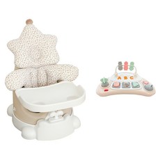 jellymom Muna幫寶椅 椅子+推車+餐盤+Stella 2件組+玩具 套組, 琥珀米(椅子, 推車, 餐盤), 米色(防扁頭枕, 內墊, 玩具), 1套