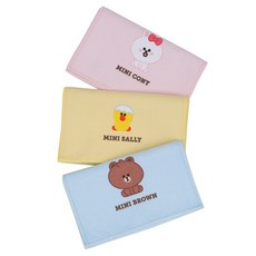 Moohan Towel Line Friends 迷你棕色 & Friends 超細纖維運動毛巾 60 克 x 3 件套, 藍色、粉色、黃色, 3個