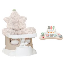 jellymom Muna幫寶椅 椅子+推車+餐盤+Stella 2件組+玩具 套組, 琥珀米(椅子, 推車, 餐盤), 粉紅色(防扁頭枕, 內墊), 米色(玩具), 1套