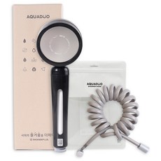 AQUADUO Premium過濾蓮蓬頭 SF-S580+彈簧淋浴軟管 3m, 蓮蓬頭(黑色)+淋浴軟管(灰色), 1組