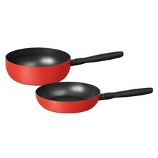 마이어코리아 인덕션 바우하우스 시리즈 멀티팬 2종 세트, 로마 레드, 프라이팬 24cm + 멀티팬 24cm