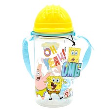 LiLFANT 海綿寶寶安全帽造型瓶蓋肩帶Tritan水壺, 1個, 混色, 350ml