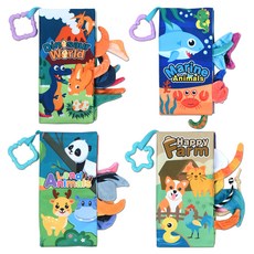 OZ TOY 幼兒 Largo 彩色布尾巴觸感書 4件組, 恐龍, 海洋生物, 動物, 農場, 1個