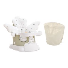 jellymom Muna 增高椅 + 推車 + 餐盤 + 花開月桂2件組 + 收納袋 套組, 橄欖綠(座椅), 1套