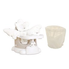 jellymom Muna 增高椅 + 推車 + 餐盤 + Blossom Bouquet 2款 + 收納袋組合, 灰奶油色(椅子), 1套