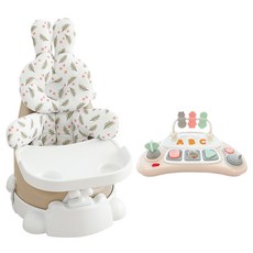 jellymom Muna 幼兒增高餐椅 + 手推車 + 餐盤 + Buddy 2款 + 玩具組, 1套, 琥珀米色 + Toto蔓越莓 + 米色