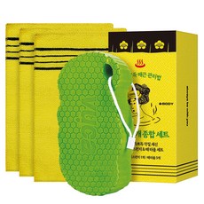 vuca 咕溜咕溜 去角質 搓澡橡皮擦海綿 + 搓澡巾 3入 組, 混合色, 1套