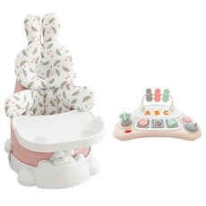 jellymom Muna 幼兒增高餐椅 + 手推車 + 餐盤 + Buddy 2款 + 玩具組, 1套, 蜜桃粉色 + Toto蔓越莓 + 米色