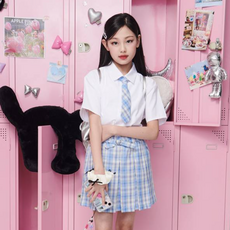 applepink 女童領帶短版襯衫 T362