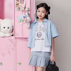 applepink 女童短版水洗襯衫 T303