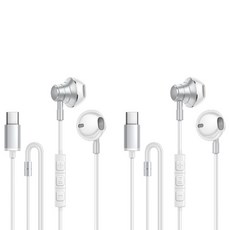 리나블루 중저음 C타입 유선 이어폰 2p, 실버