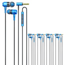 갓템44 중저음 스테레오 유선 이어폰 5p, 블랙 + 블루