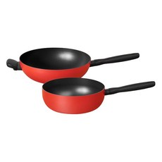 MEYER 美亞 IH電磁爐適用Bauhaus系列陶瓷塗層多功能鍋 24cm+炒鍋 28cm組 羅馬紅, 1組
